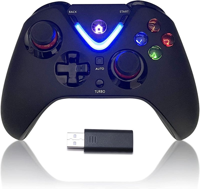 ROTOMOON Wireless Game Controller with LED Lighting Compatible with Xbox One S/X, Xbox Series S/X Gaming Gamepad, Remote Joypad with 2.4G Wireless Adapter, Rechargeable Battery - Image 1